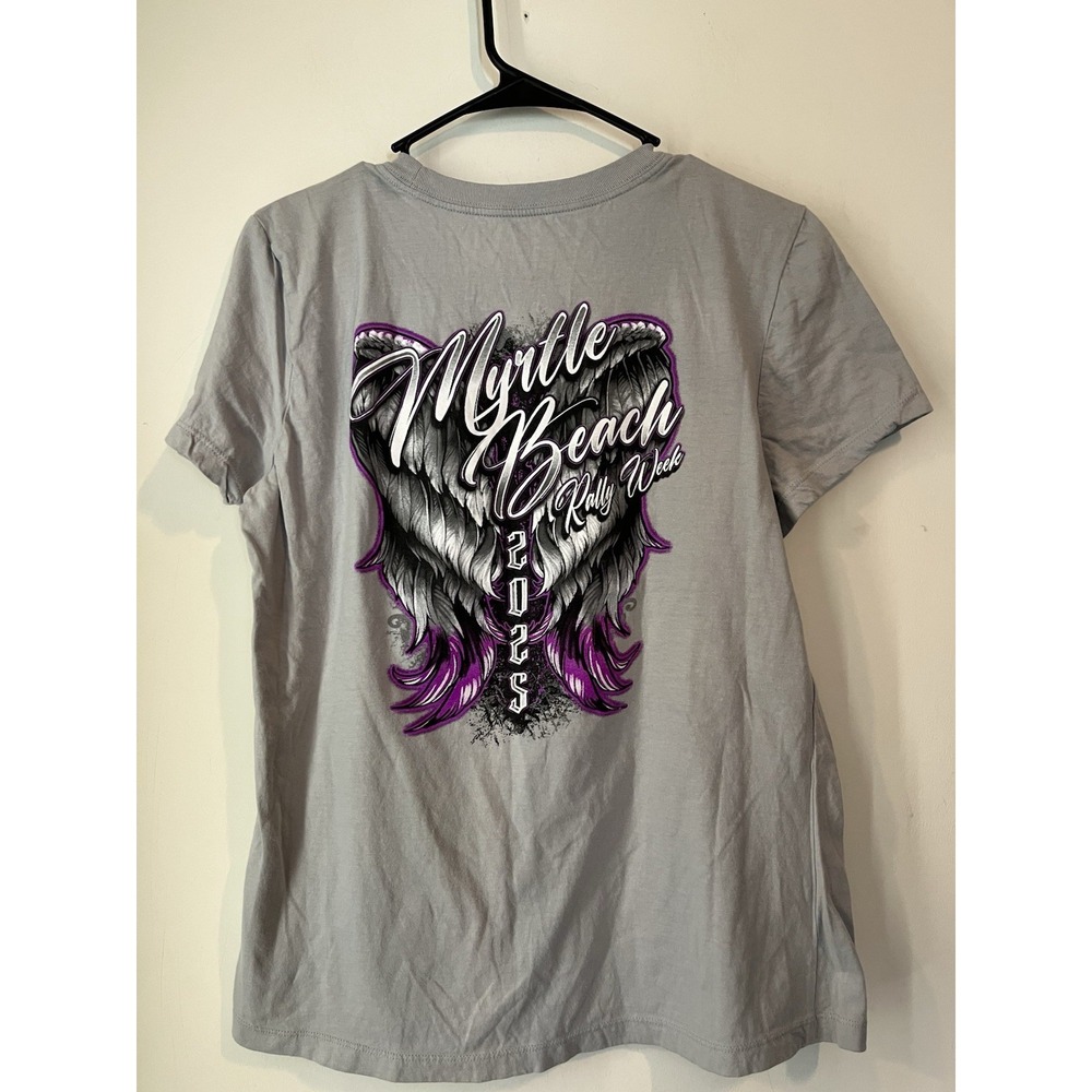 Myrtle Beach Bike Week 2025 Tshirt Short Sleeve Womans Large Gray Graphic Eagle
